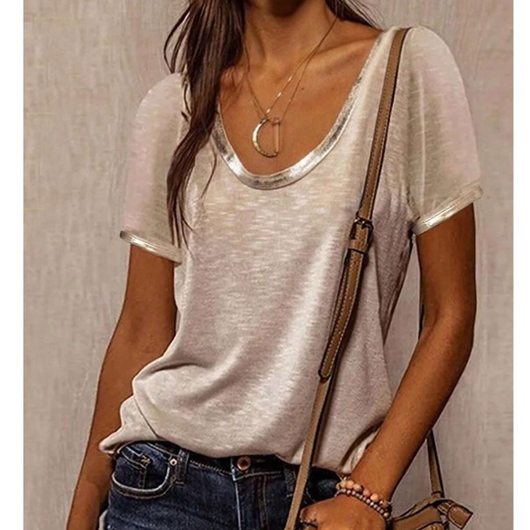 Solid Heathered Oversized Short Sleeve Top - Picture 4 of 10